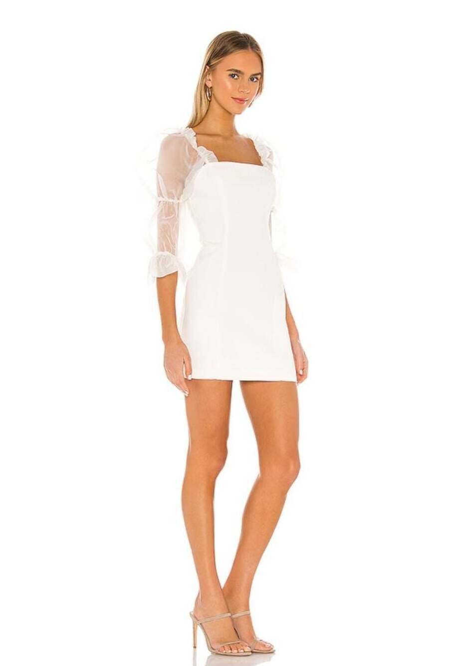 Amanda Uprichard Tia Puff Sleeve Mini Dress in Ivory - Picture 2 of 7